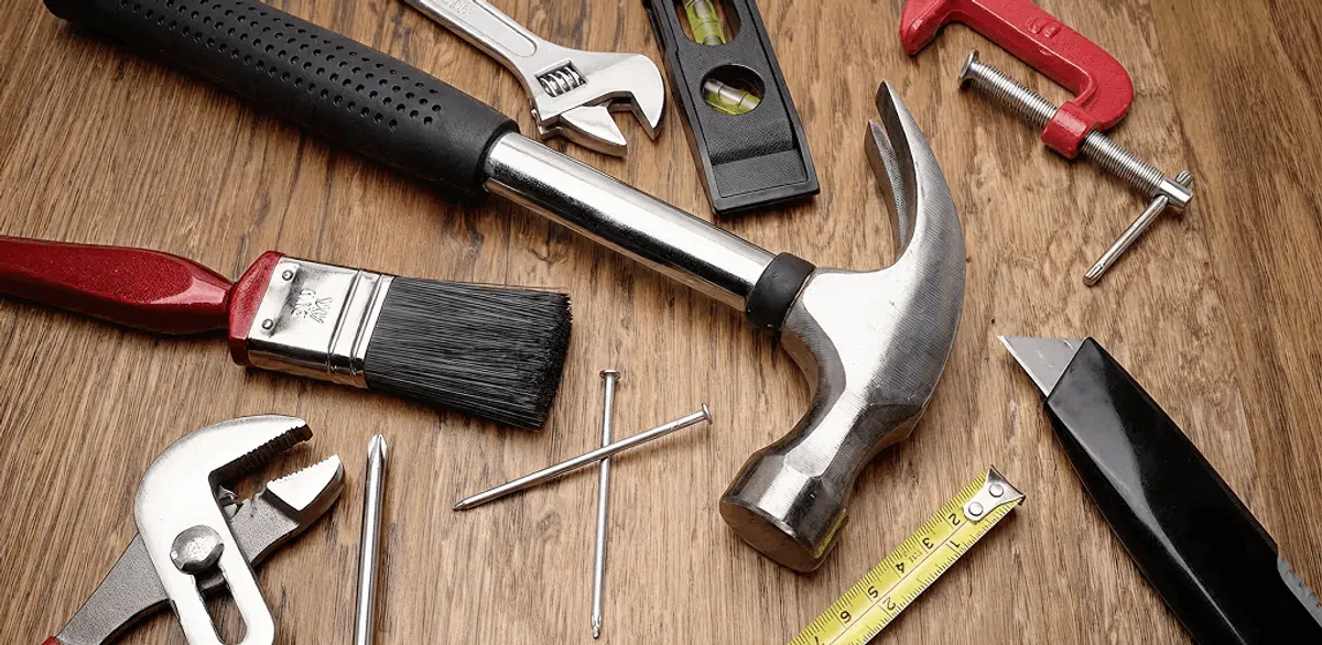 Handyman tools laid out for home repair and maintenance work in Fort Collins, CO