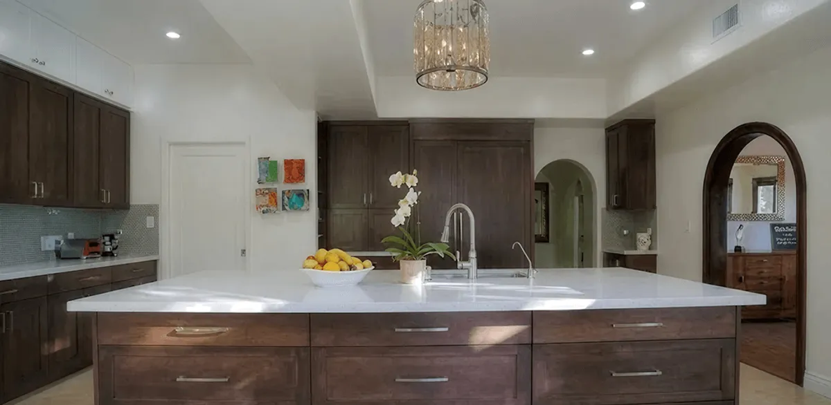 Cabinet refacing project with updated kitchen cabinets and island in Fort Collins, CO
